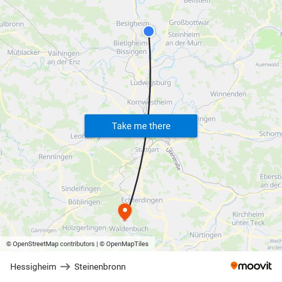 Hessigheim to Steinenbronn map