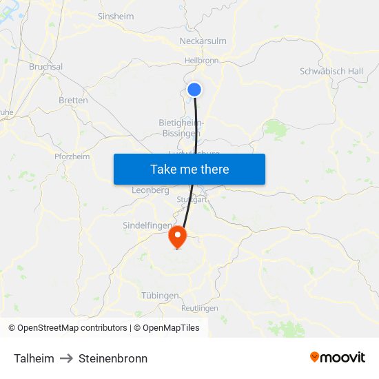 Talheim to Steinenbronn map