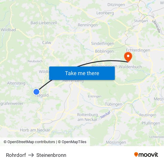 Rohrdorf to Steinenbronn map