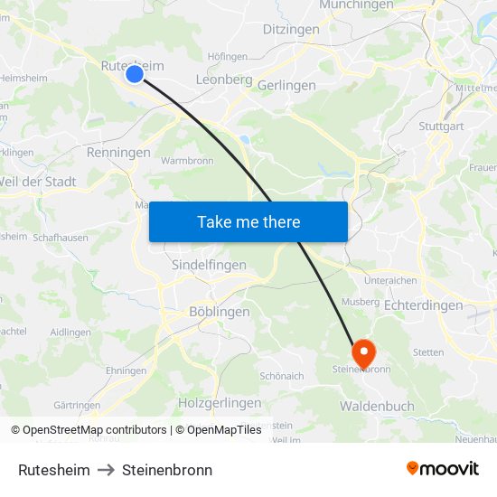 Rutesheim to Steinenbronn map