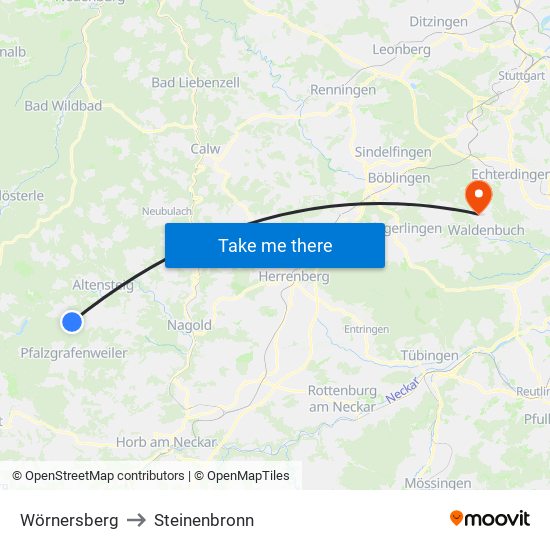 Wörnersberg to Steinenbronn map