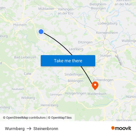 Wurmberg to Steinenbronn map