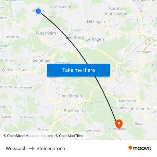 Weissach to Steinenbronn map