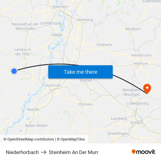 Niederhorbach to Steinheim An Der Murr map