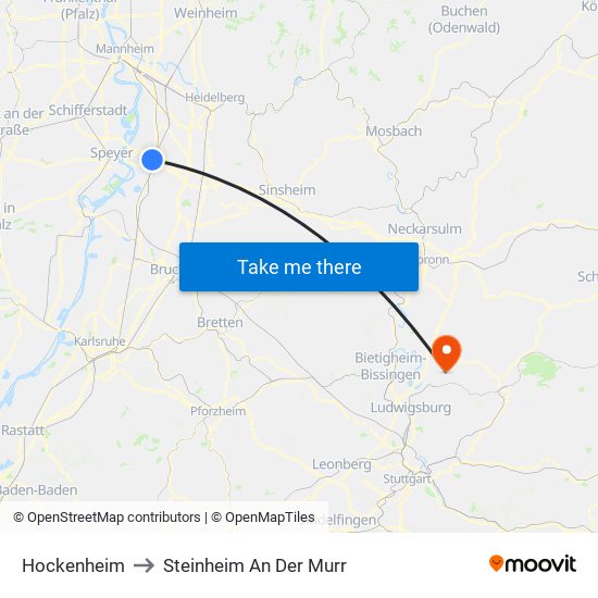 Hockenheim to Steinheim An Der Murr map