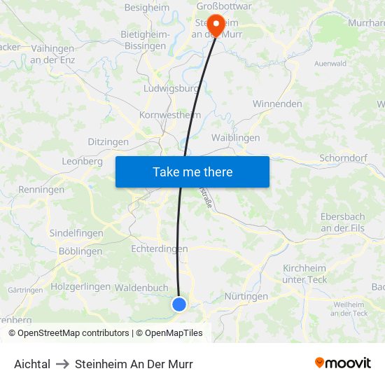 Aichtal to Steinheim An Der Murr map