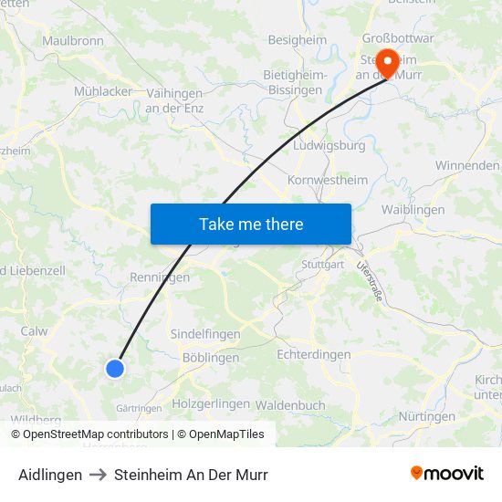 Aidlingen to Steinheim An Der Murr map