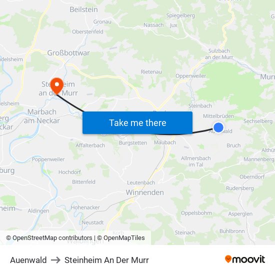 Auenwald to Steinheim An Der Murr map