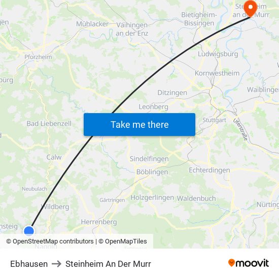 Ebhausen to Steinheim An Der Murr map