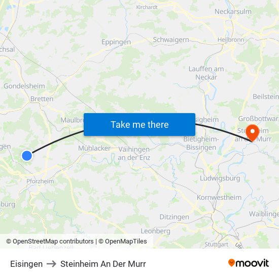 Eisingen to Steinheim An Der Murr map