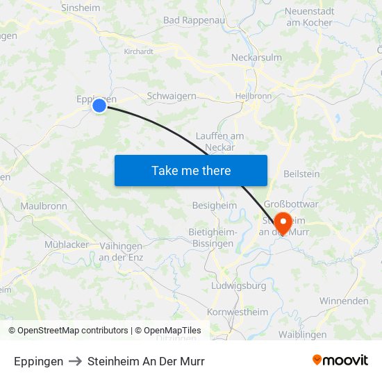 Eppingen to Steinheim An Der Murr map