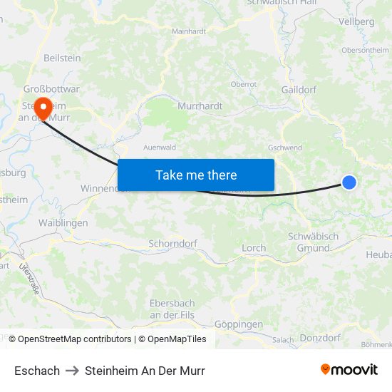 Eschach to Steinheim An Der Murr map
