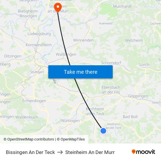 Bissingen An Der Teck to Steinheim An Der Murr map