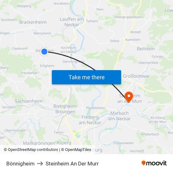 Bönnigheim to Steinheim An Der Murr map