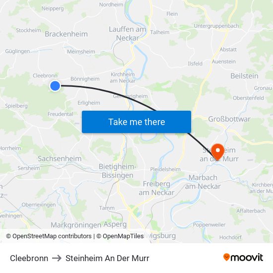 Cleebronn to Steinheim An Der Murr map