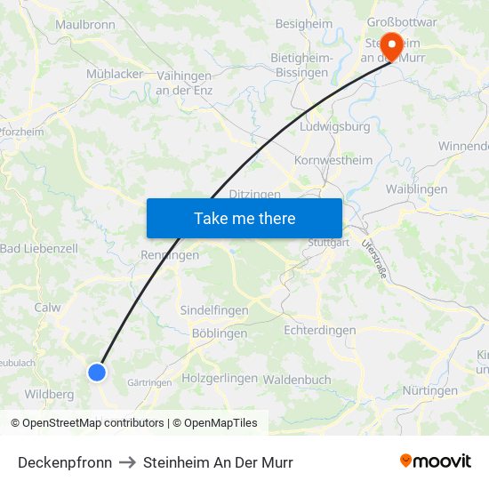 Deckenpfronn to Steinheim An Der Murr map