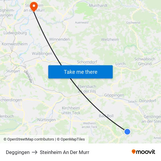 Deggingen to Steinheim An Der Murr map