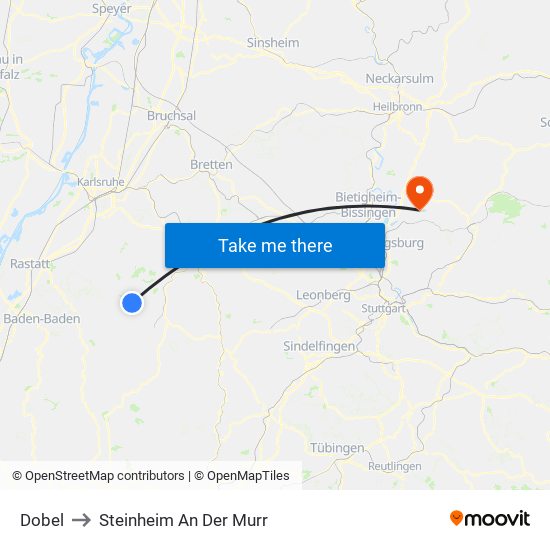 Dobel to Steinheim An Der Murr map