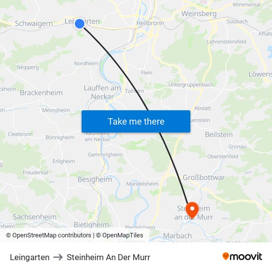 Leingarten to Steinheim An Der Murr map