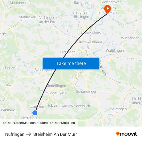 Nufringen to Steinheim An Der Murr map