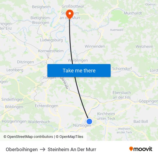 Oberboihingen to Steinheim An Der Murr map