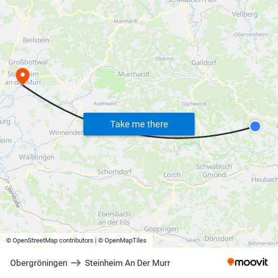 Obergröningen to Steinheim An Der Murr map