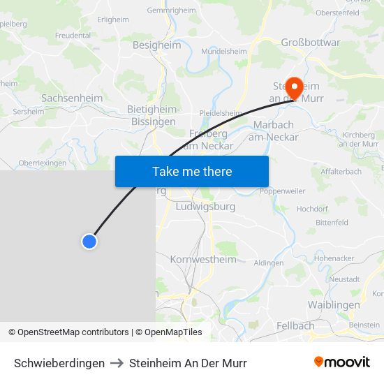 Schwieberdingen to Steinheim An Der Murr map