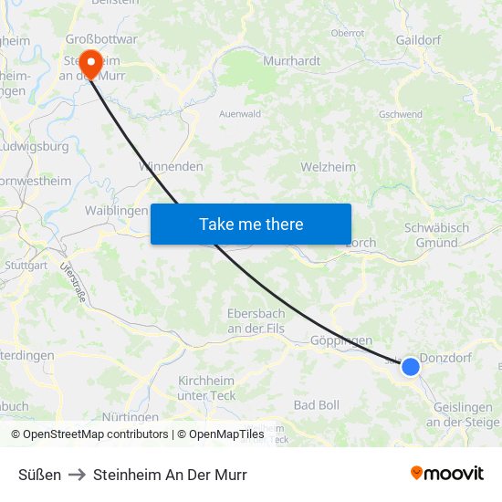 Süßen to Steinheim An Der Murr map