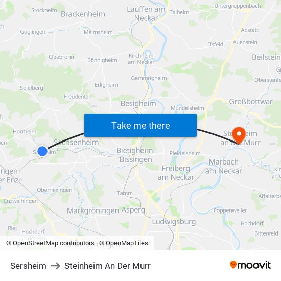 Sersheim to Steinheim An Der Murr map