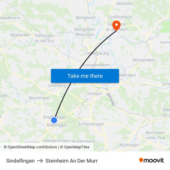 Sindelfingen to Steinheim An Der Murr map