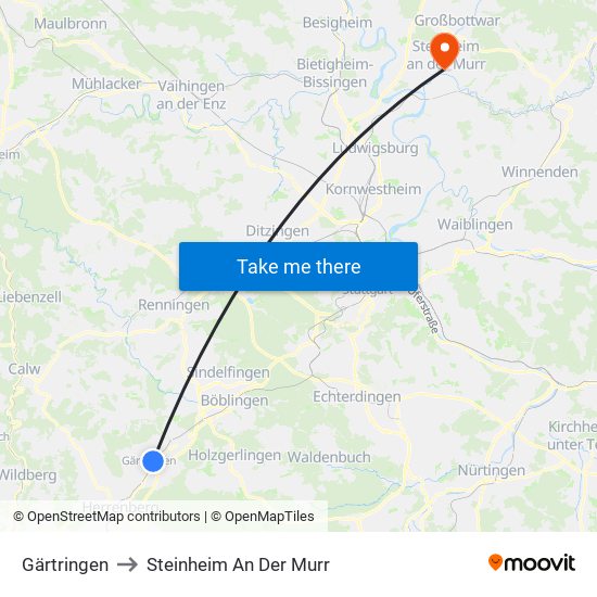 Gärtringen to Steinheim An Der Murr map