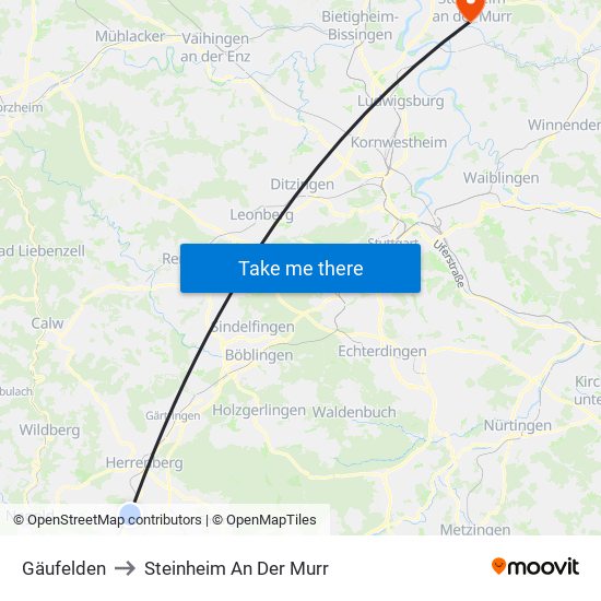 Gäufelden to Steinheim An Der Murr map