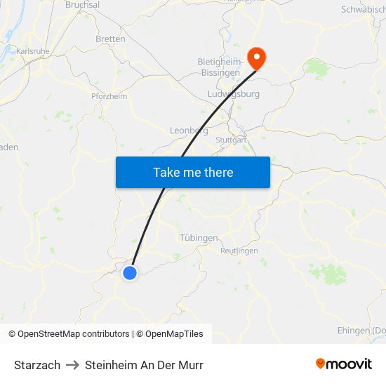 Starzach to Steinheim An Der Murr map