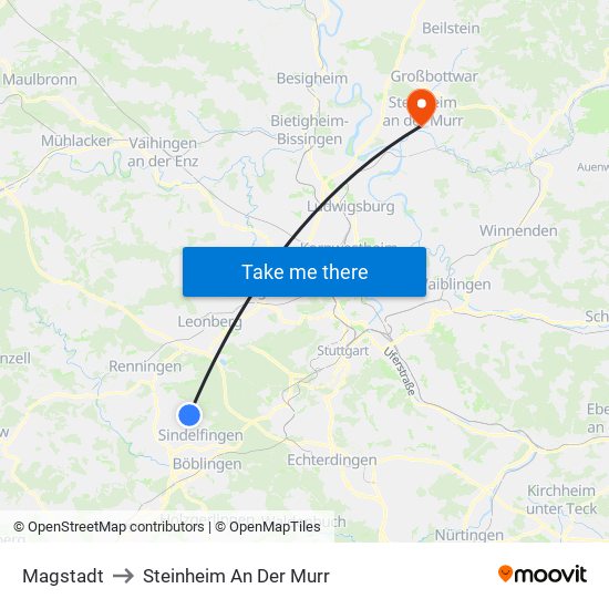 Magstadt to Steinheim An Der Murr map