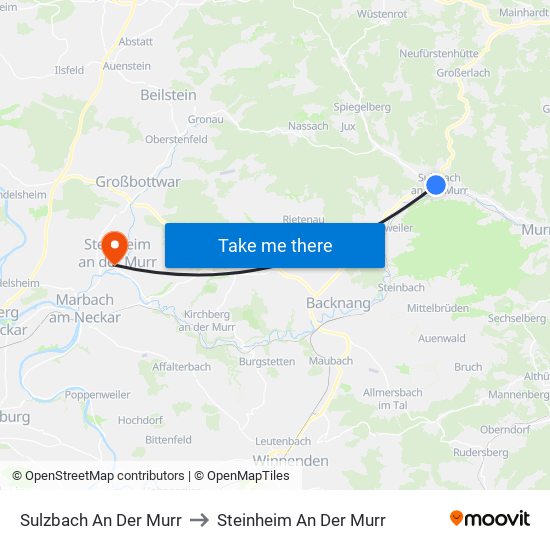 Sulzbach An Der Murr to Steinheim An Der Murr map