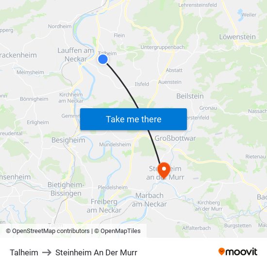 Talheim to Steinheim An Der Murr map