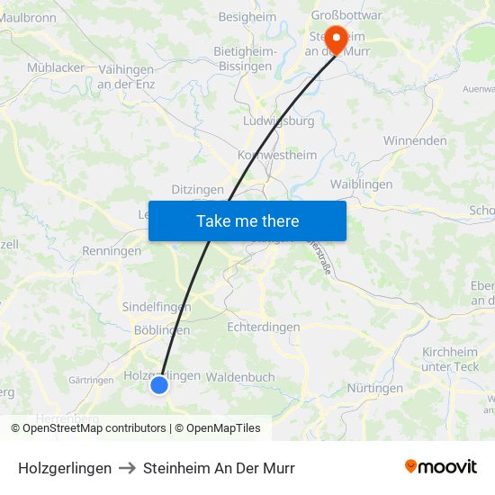 Holzgerlingen to Steinheim An Der Murr map