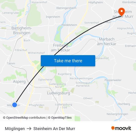 Möglingen to Steinheim An Der Murr map