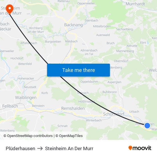 Plüderhausen to Steinheim An Der Murr map