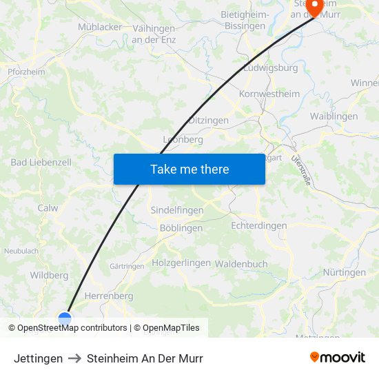 Jettingen to Steinheim An Der Murr map