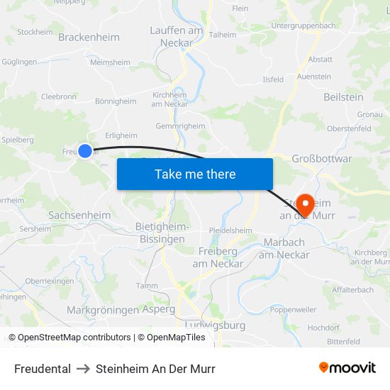 Freudental to Steinheim An Der Murr map