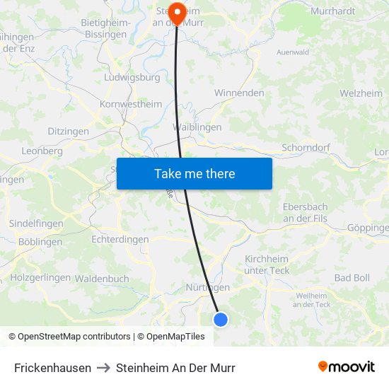 Frickenhausen to Steinheim An Der Murr map