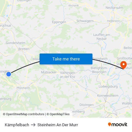 Kämpfelbach to Steinheim An Der Murr map