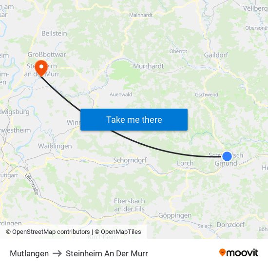 Mutlangen to Steinheim An Der Murr map