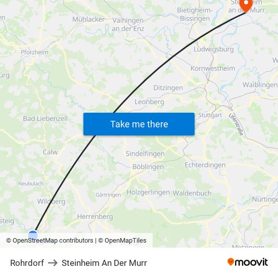 Rohrdorf to Steinheim An Der Murr map