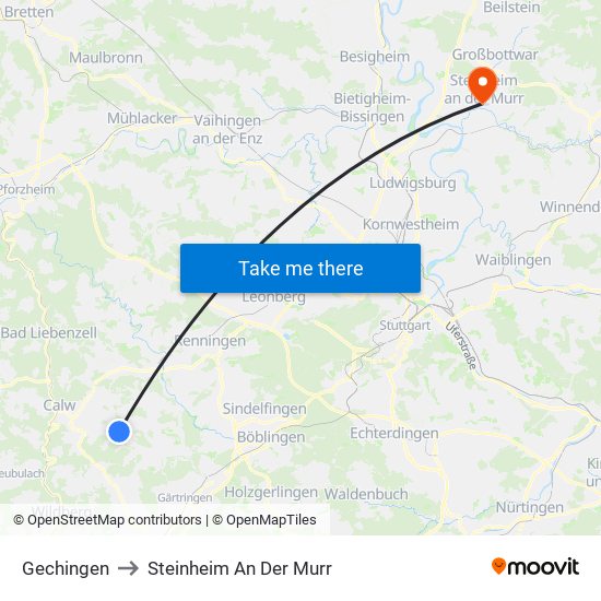 Gechingen to Steinheim An Der Murr map