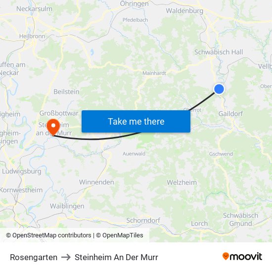 Rosengarten to Steinheim An Der Murr map