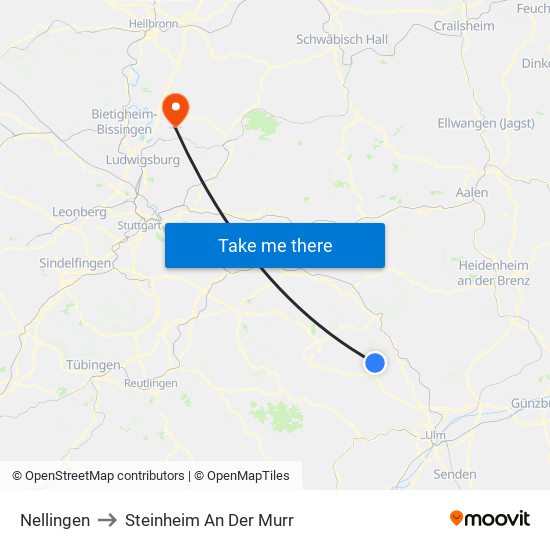 Nellingen to Steinheim An Der Murr map