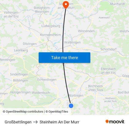 Großbettlingen to Steinheim An Der Murr map