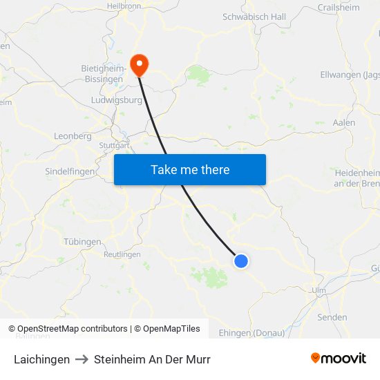 Laichingen to Steinheim An Der Murr map